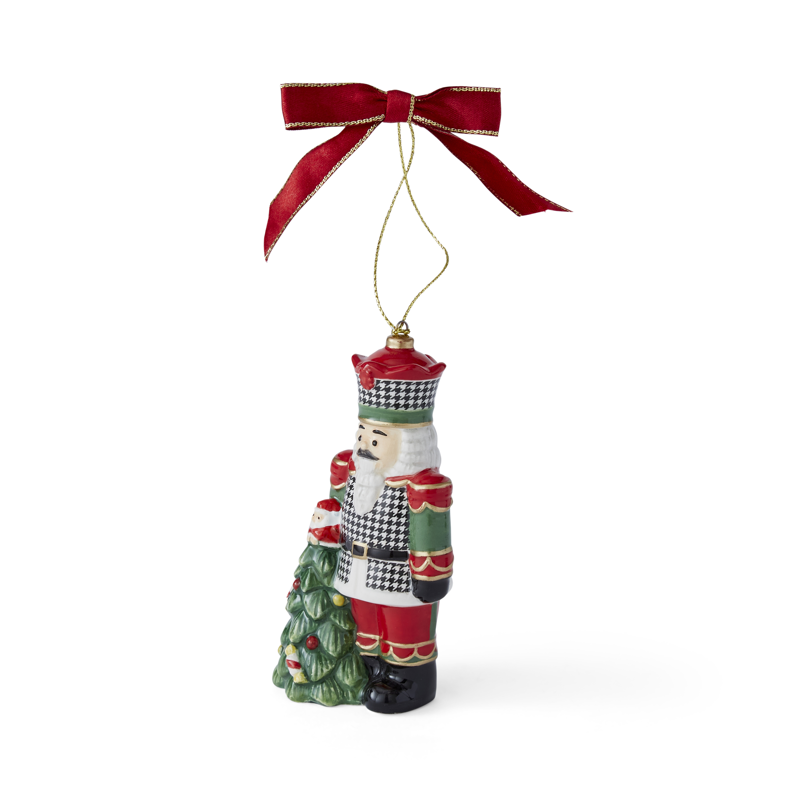 Christmas Tree Houndstooth Nutcracker Ornament image number null
